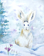 Load image into Gallery viewer, Bunny in Snow Print and Greeting Card
